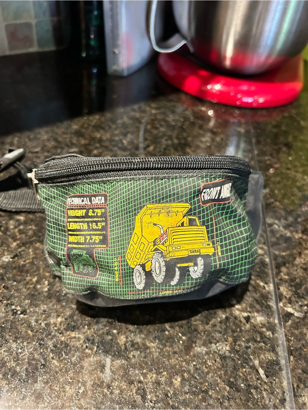 1999 Tonka  Green & Yellow Belt Bag with Dump Truck Graphic